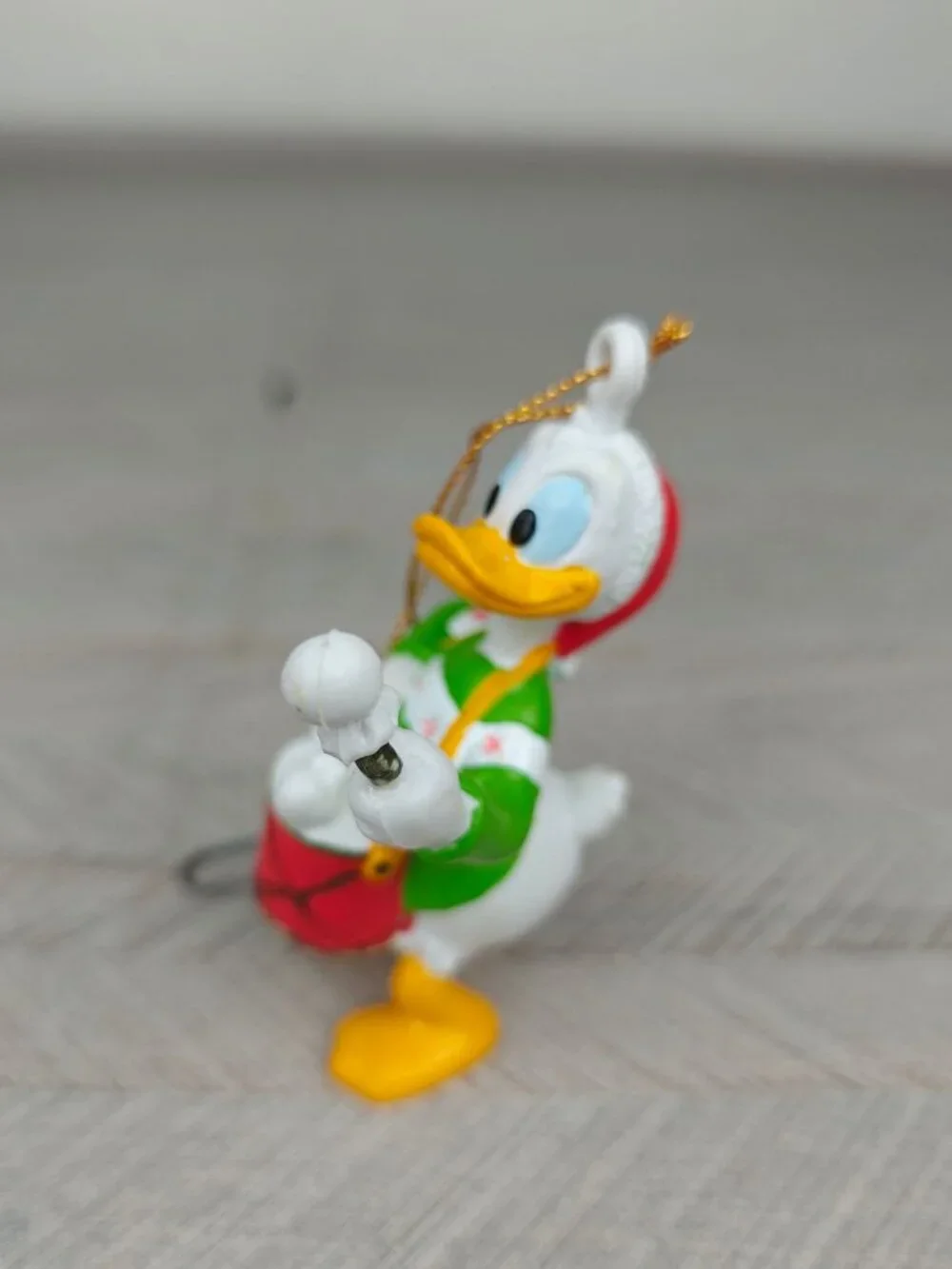 Disney Donald Duck Christmas Ornament Resin 1990s Green/Red Holiday Drummer